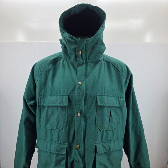 Vintage Woolrich Jacket Mens Green Parka Rain Coat Chore Hooded Large - Picture 1 of 13